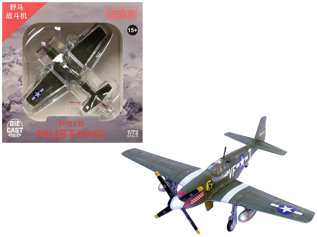 North American P-51B Mustang Aircraft "Shangri-La 336th Fighter Squadron 4th Fighter Group" (1944) United States Army Air Forces 1/72 Diecast Model Airplane by Legion-3