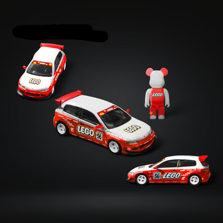 Honda Civic EG6 5th Gen MK5 Rocket Bunny Red Lego Livery With Bear Brick Figure 1:64 by Fuji