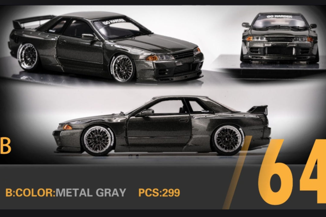 Nissan Skyline R32 Pandem Rocket Bunny Widebody Modified METAL GREY Resin 1:64 by Error404 Multi View