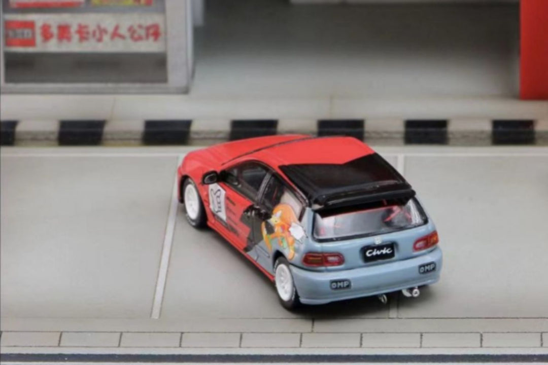 Honda Civic EG6 "KNUCLES" Sonic livery 1:64 by Street Weapon Angled Rear View