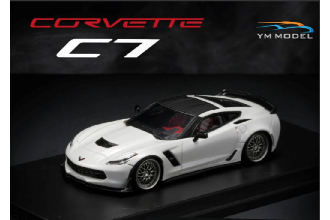 Chevrolet Covette C7 bagged in White 1:64 by YM Model