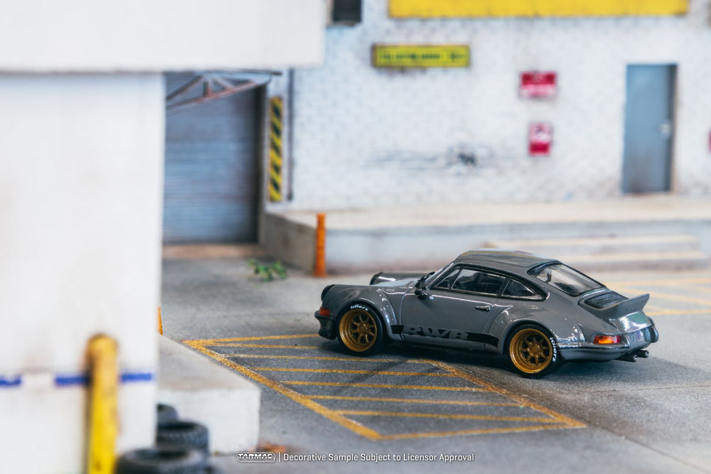 Porsche RWB Backdate Grey T64-046-GY 1:64 by Tarmac Works Angled Driver Side View