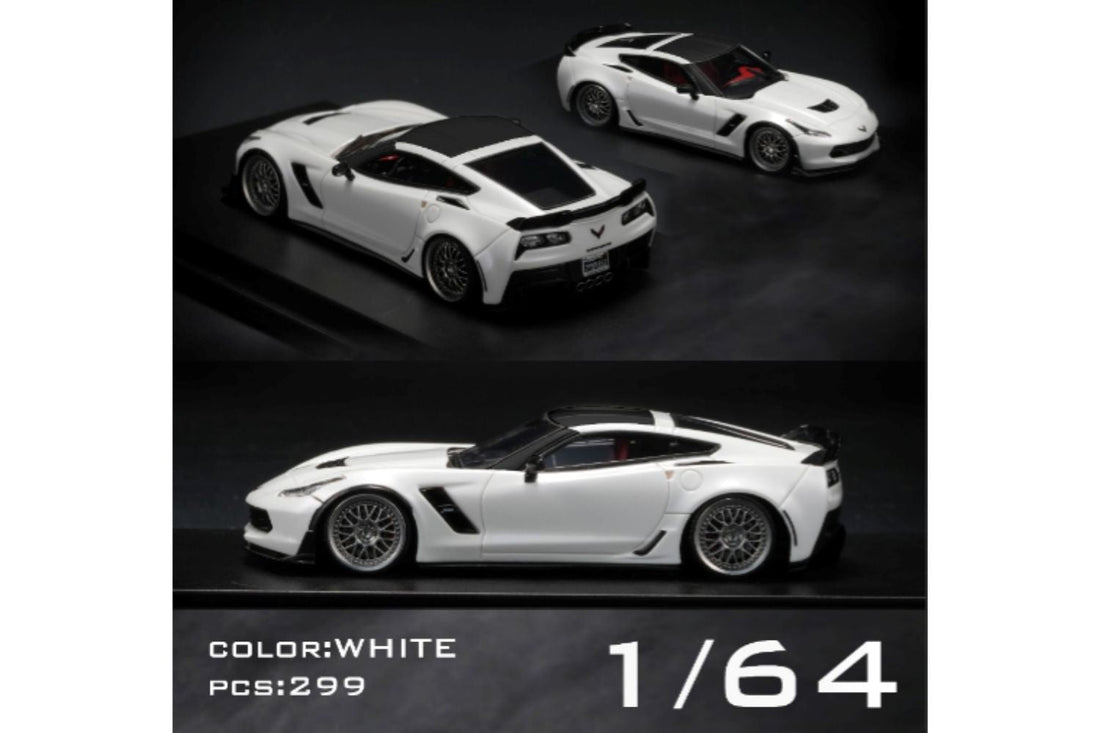 Chevrolet Covette C7 bagged in White 1:64 by YM Model Multi View