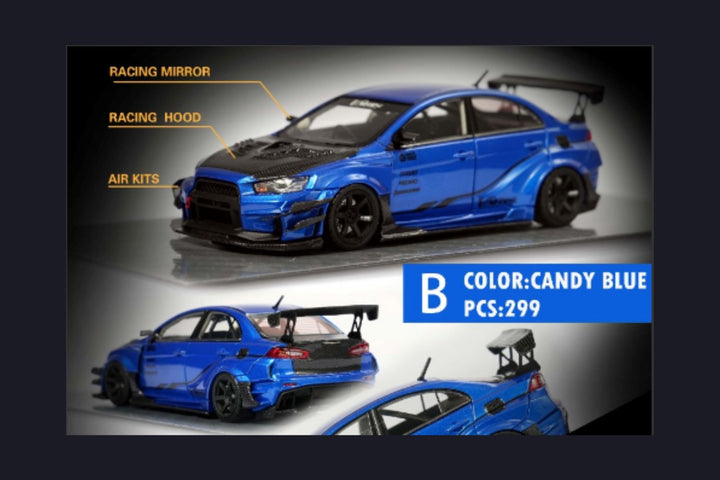 Mitsubishi Evolution X Varis Widebody in Candy Blue OR Yellow 1:64 by Error 404 Blue