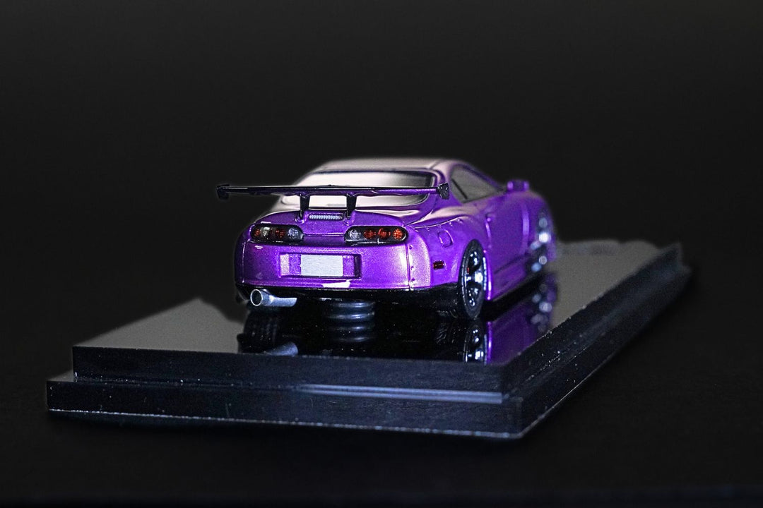 Toyota Supra JZA80 Limited to 199 Pcs + Bonus Gift Custom Pin 1:64 by YM Model Angled Rear View 2