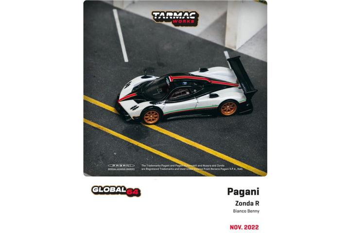 Pagani Zonda R Bianco Benny Item #T64G-TL015-WH 1:64 by Tarmac Works Global64 Scene