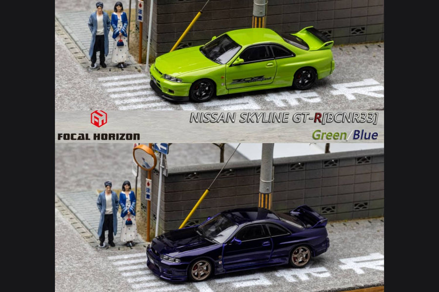 Nissan Skyline R33 GT-R 4TH Gen 400R GREEN / BLUE 1:64 by Focal Horizon