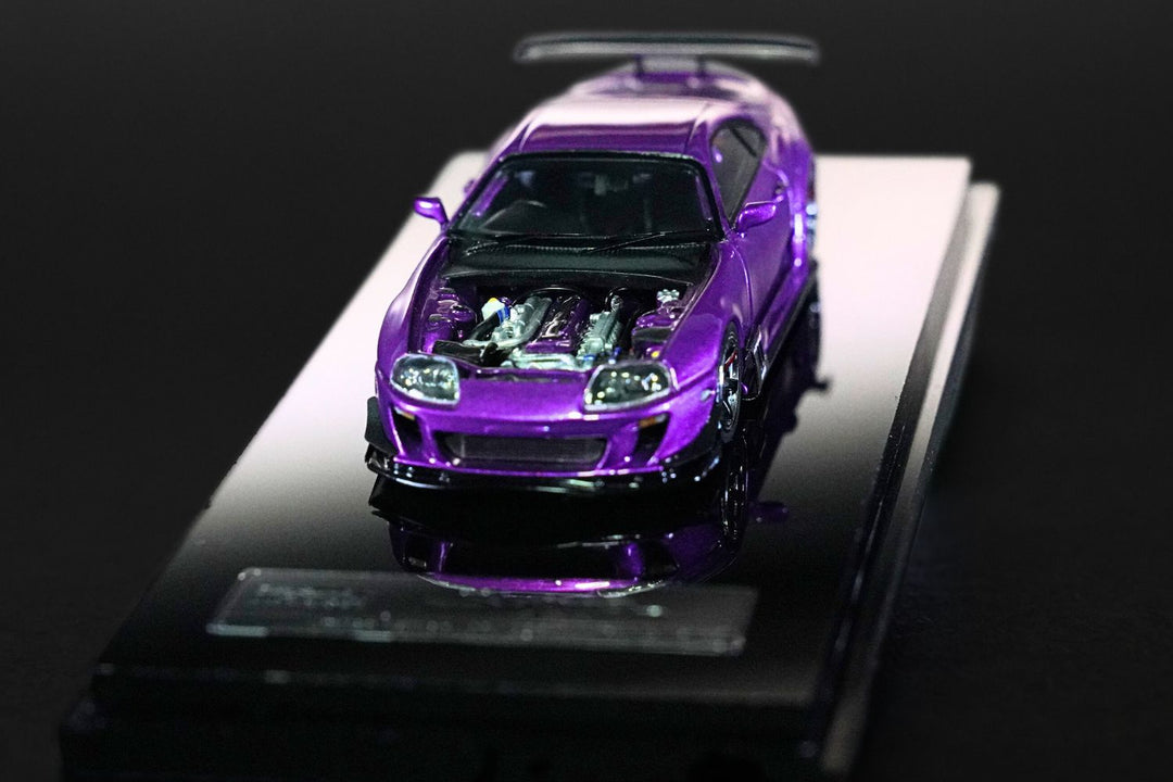 Toyota Supra JZA80 Limited to 199 Pcs + Bonus Gift Custom Pin 1:64 by YM Model Open Hood