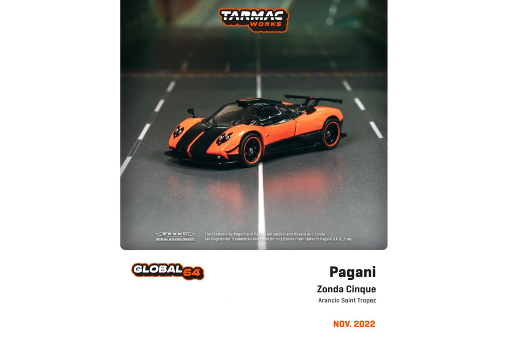 Pagani Zonda Arancio Saint Tropez Item #T64G-TL021-OR 1:64 by Tarmac Works Global64 Scene