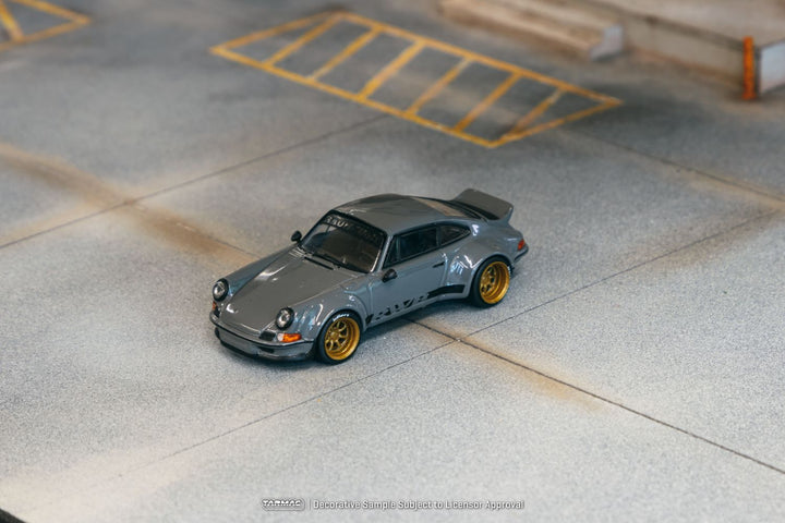 Porsche RWB Backdate Grey T64-046-GY 1:64 by Tarmac Works Angled Front View 2