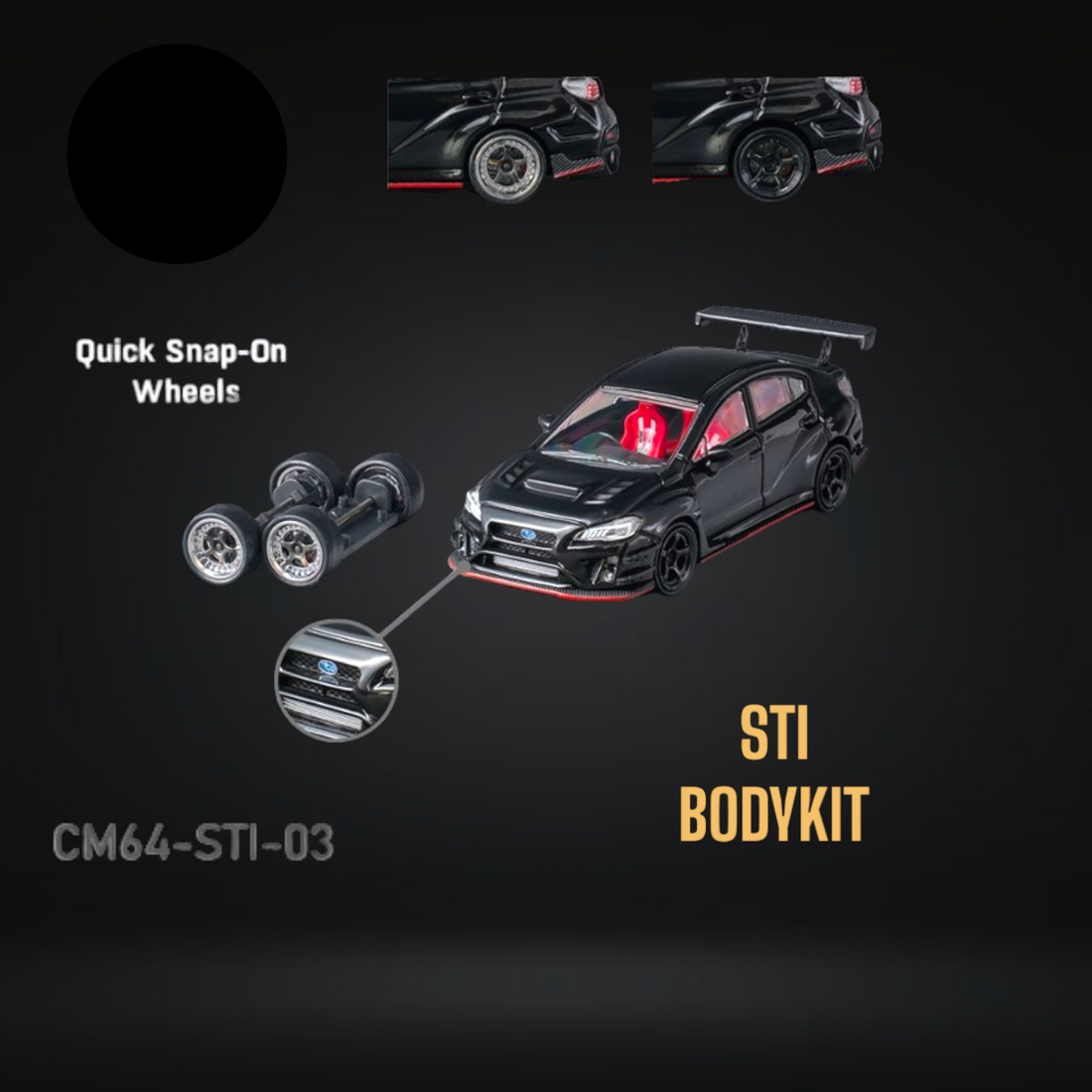 Subaru WRX STI Body Kit Black 1:64 by CM Model CM64-STI-03