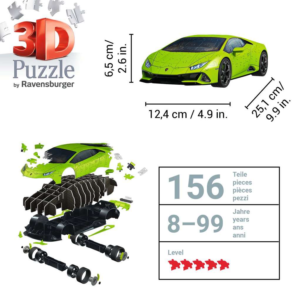 Lamborghini Huracán EVO Green 156 Piece 3D Jigsaw Puzzle Ravensburger 4