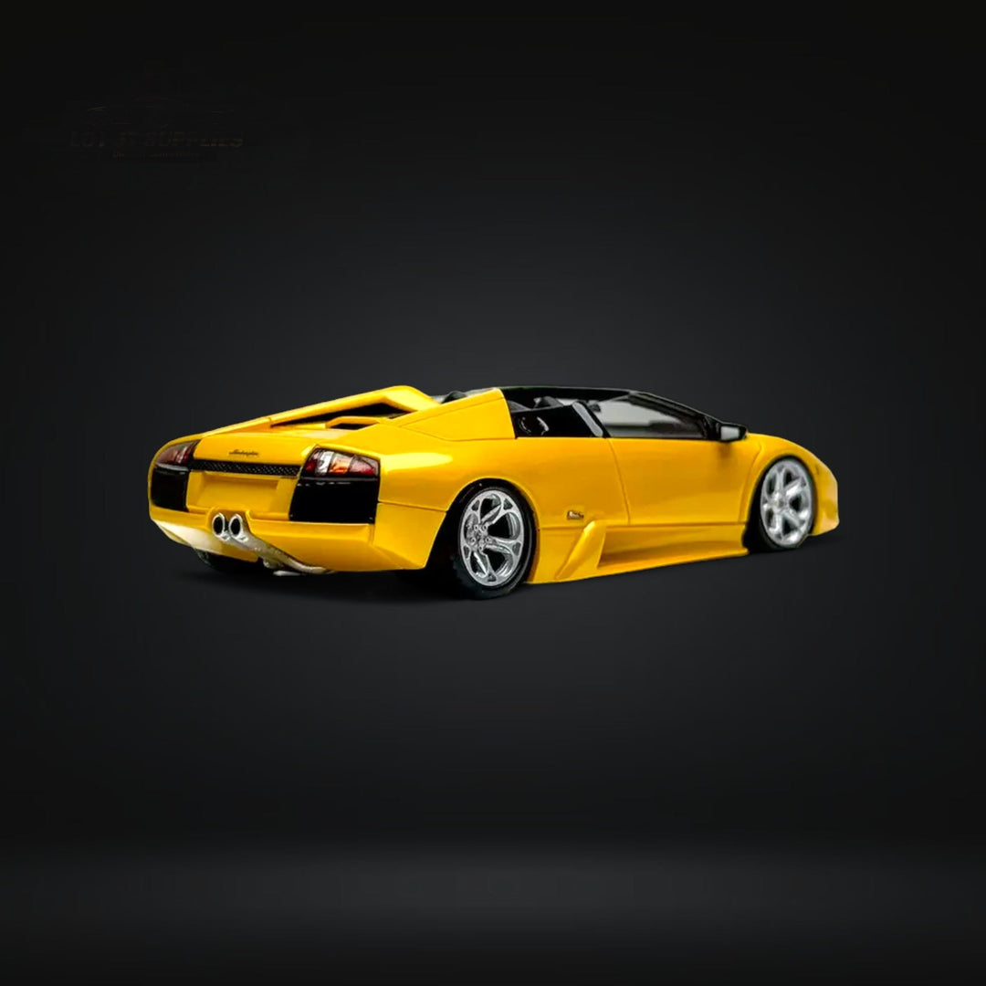 Lamborghini Murcielago Roadster Yellow 1:64 Resin by Cars' Lounge Rear Angle View