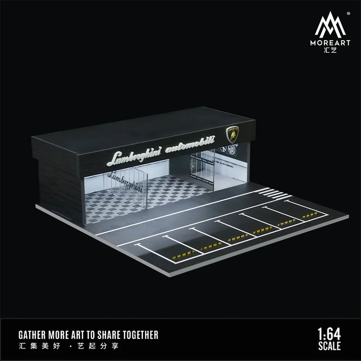 Lamborghini Shop Diorama 1:64 Scale by MoreArt Angled View