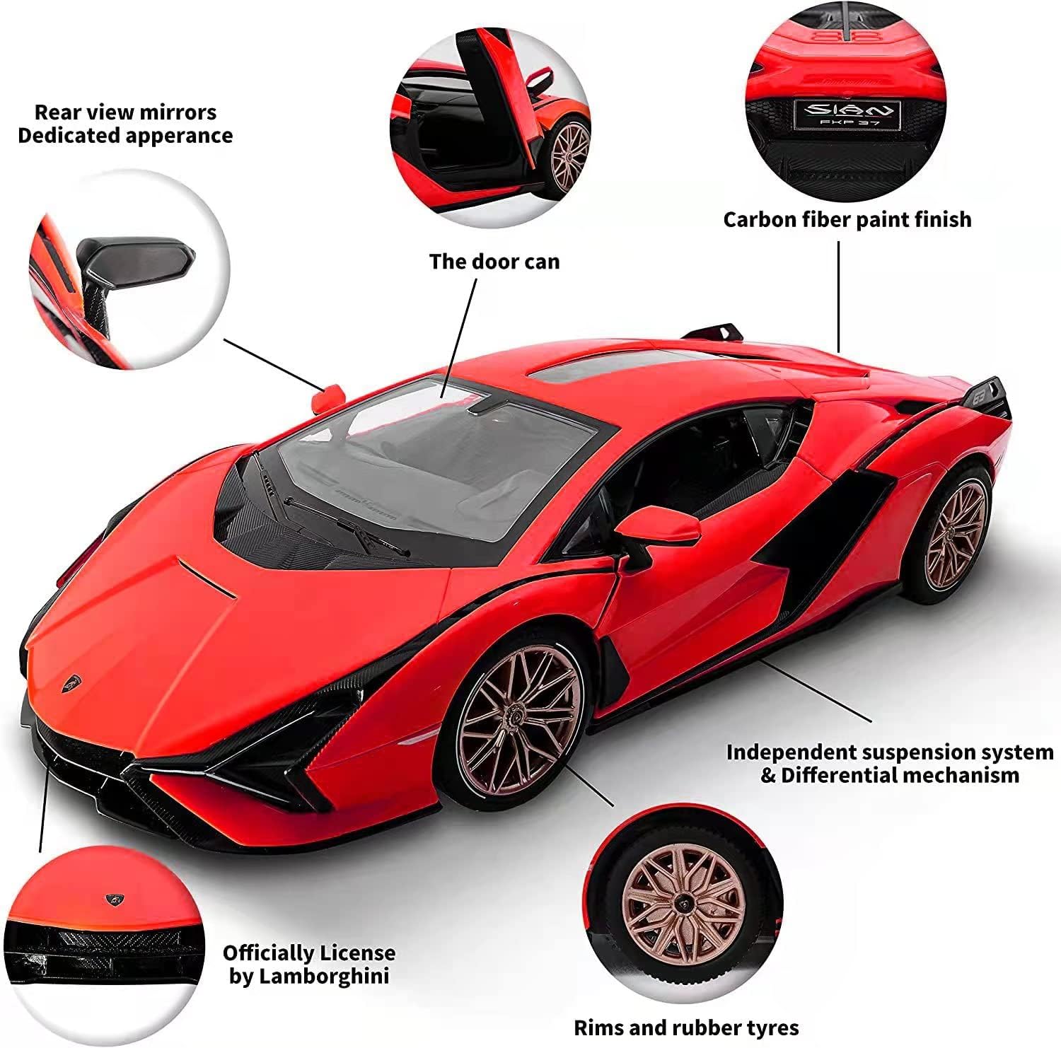 Lamborghini Sian (Red) 1:14 Scale Remote Control Car by Rastar