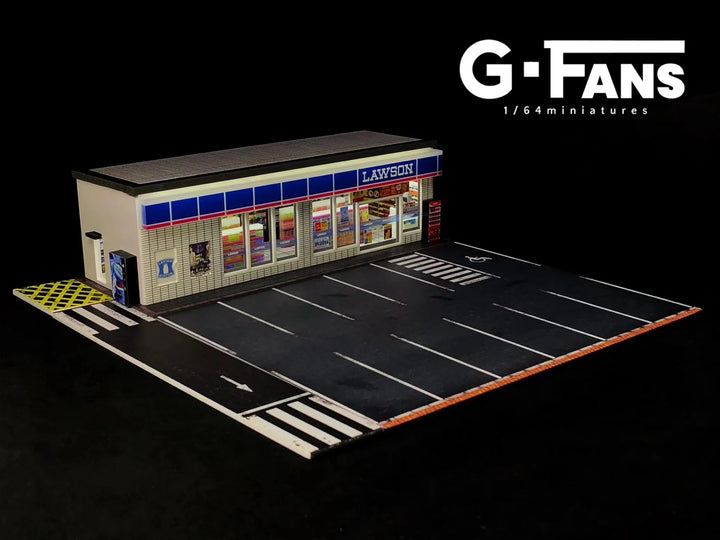 Lawson Convenience Store Diorama Model 1:64 Scale by G-Fans Store and Parking Lot