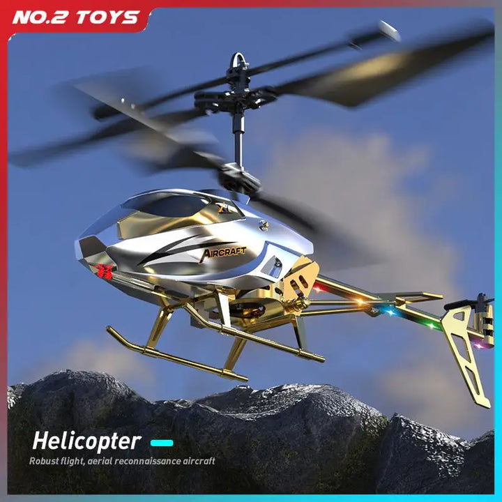Remote control helicopter featuring built-in gyro stabilization for smooth indoor flight