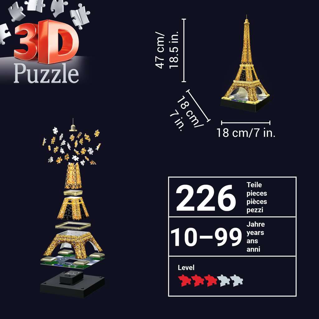 Light-Up Eiffel Tower 226 Piece 3D Jigsaw Puzzle Ravensburger 6
