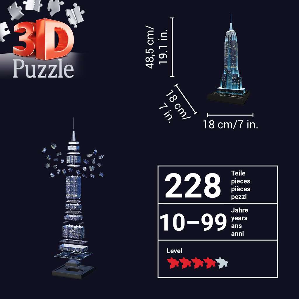 Light-Up Empire State Building 228 Piece 3D Jigsaw Puzzle Ravensburger 6
