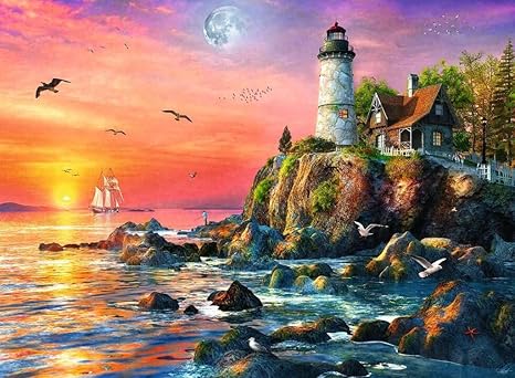 Ravensburger Lighthouse at Sunset Puzzle - 500 Piece Jigsaw Puzzle - 2