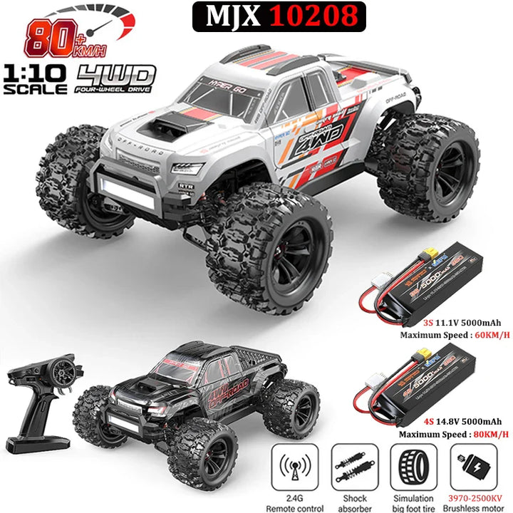 MJX Hyper Go 10208 1/10 brushless 4WD RC truck with transmitter and battery