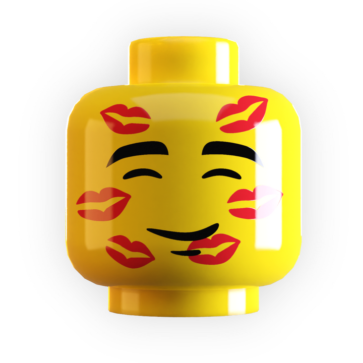 Lipstick Kisses all over Face Minifig Head for Lego - B3 Customs