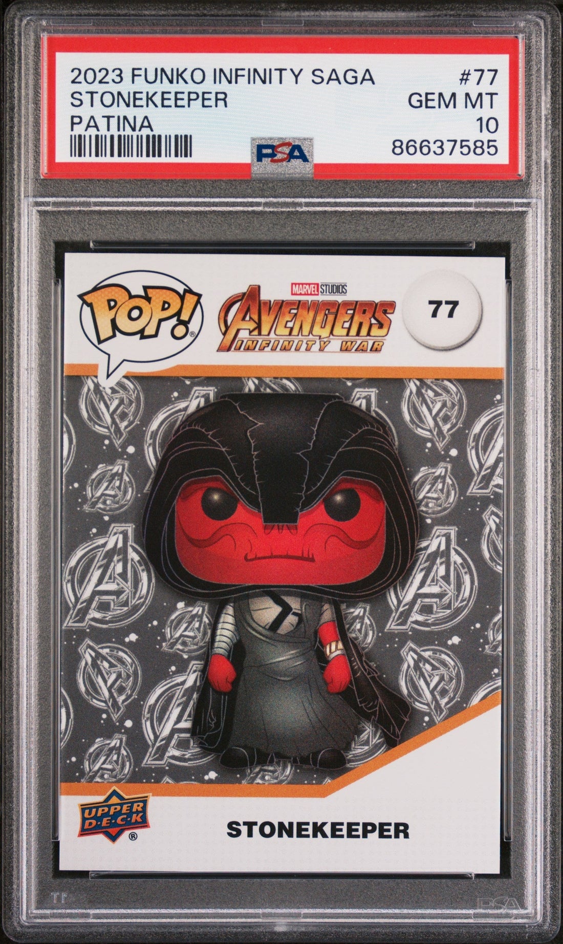 2023 UPPER DECK FUNKO POP MARVEL  STONEKEEPER PATINA #77  PSA 10
