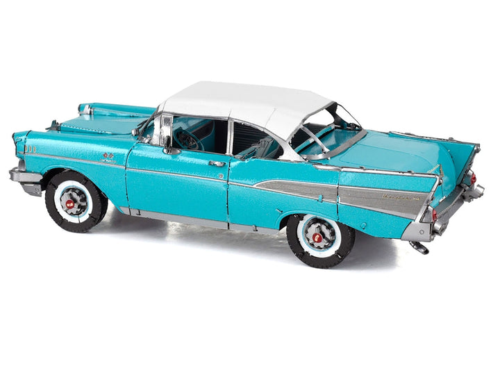 Chevrolet 1957 Bel Air Turquoise with White Top (Challenging Difficulty) Steel Model Kit  by Metal Earth 2
