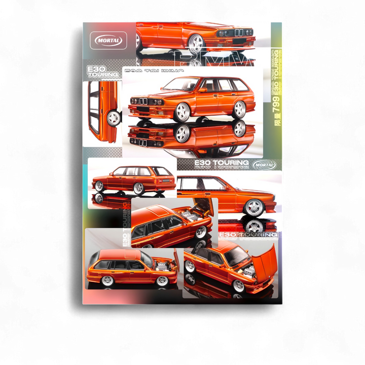 BMW E30 Crock - Openable Hood - Cambered in Sunset Orange 1:64 by Mortal 2