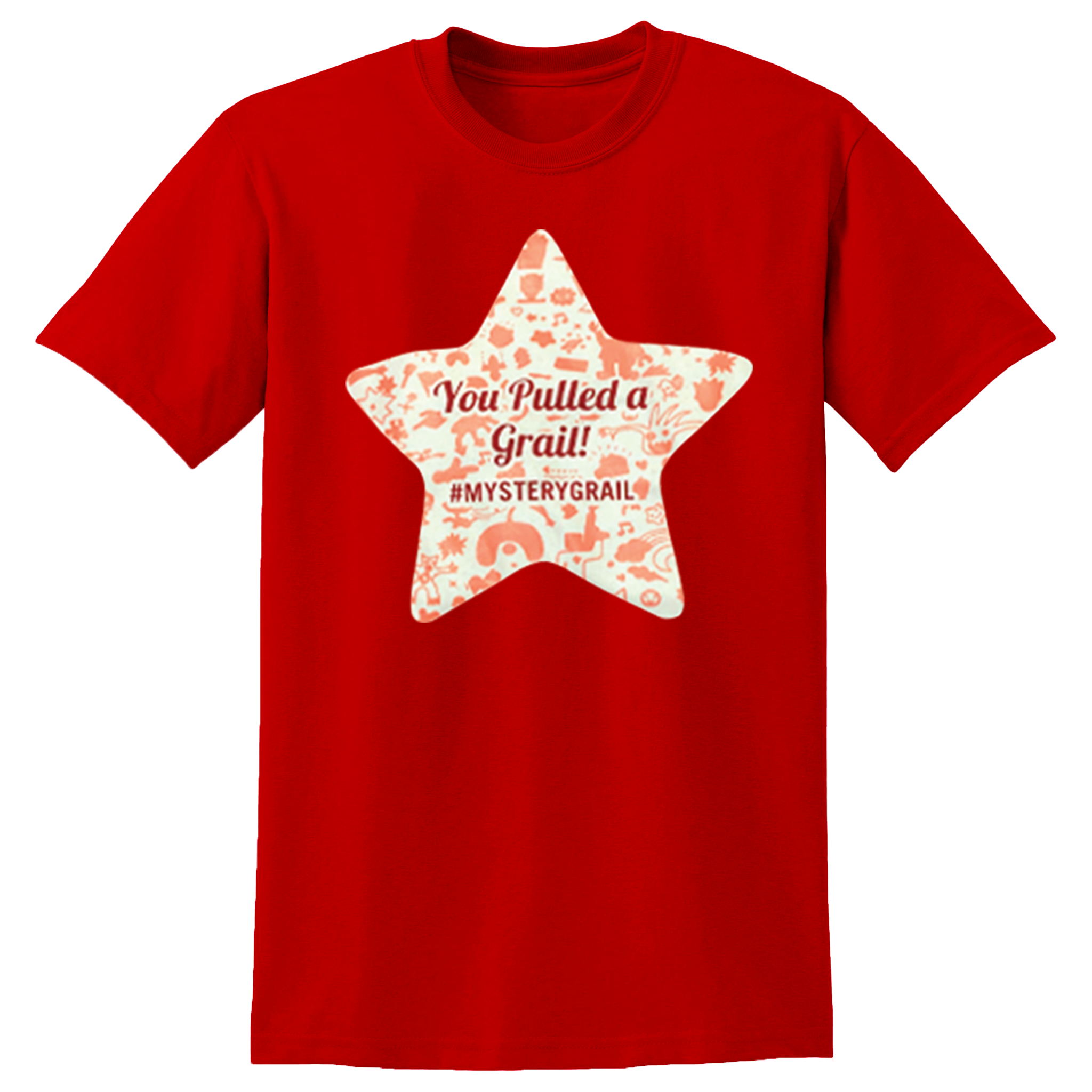 Collection of t-shirts with 'Mystery Grail' design in various colors  6