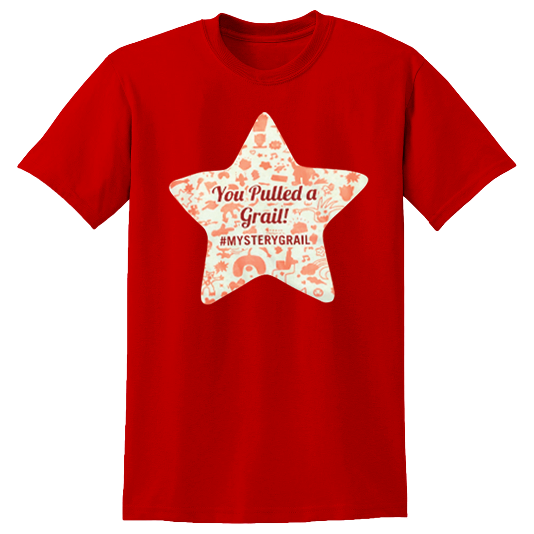Collection of t-shirts with 'Mystery Grail' design in various colors  6