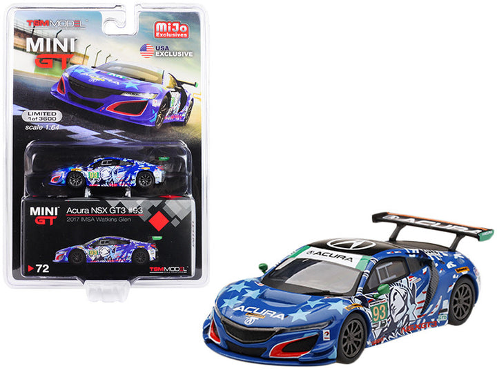 Acura NSX GT3 #93 "Statue of Liberty" 2017 IMSA Watkins Glen Limited Edition to 3600 pieces Worldwide 1/64 Diecast Model Car by Mini GT-0