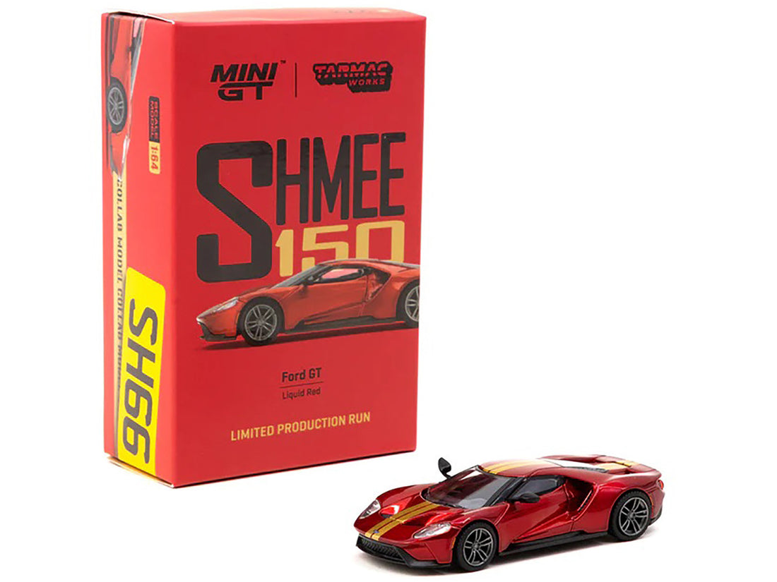 Ford GT Liquid Red Metallic with Gold Stripes "Shmee150 Collection" "Collaboration Model" 1/64 Diecast Model Car by Mini GT & Tarmac Works-3