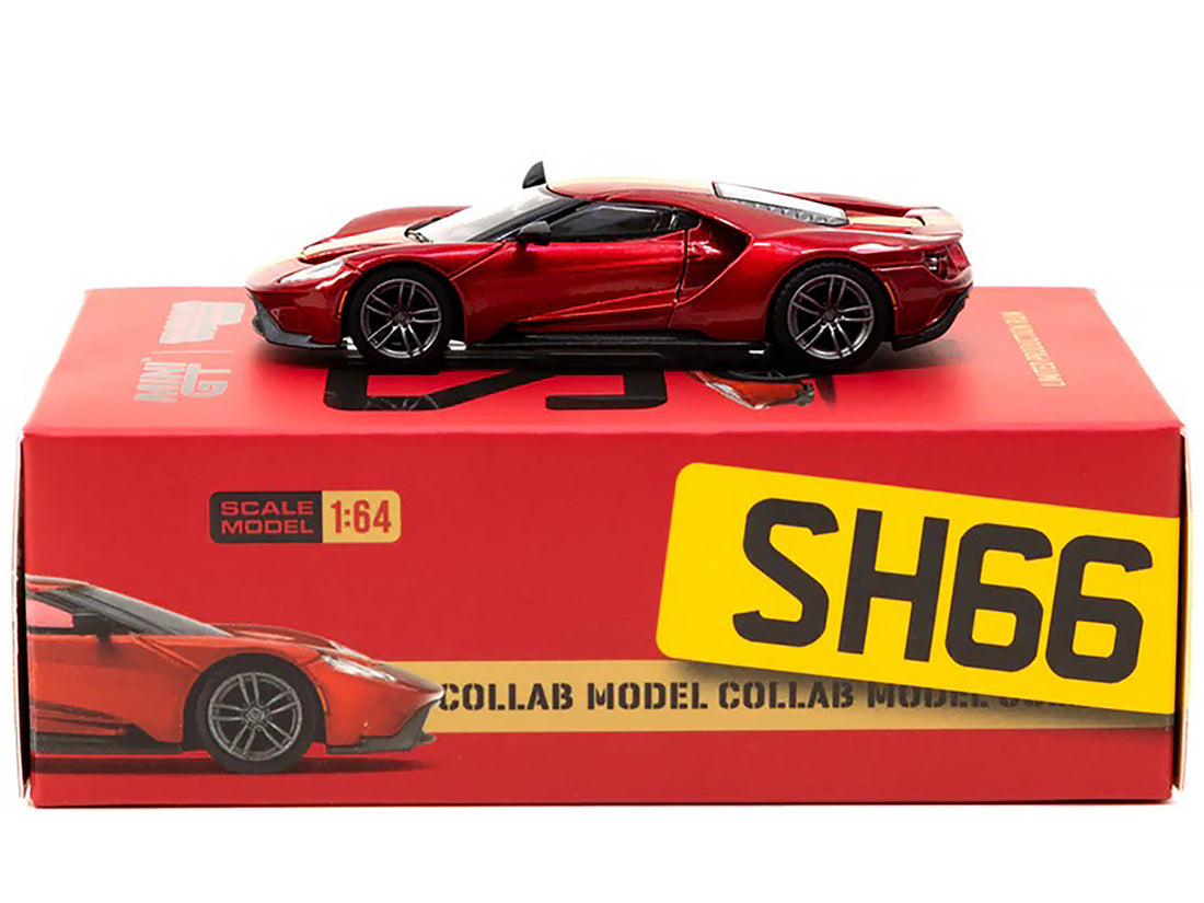 Ford GT Liquid Red Metallic with Gold Stripes "Shmee150 Collection" "Collaboration Model" 1/64 Diecast Model Car by Mini GT & Tarmac Works-2