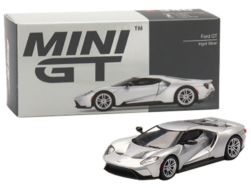 Ford GT Ingot Silver Metallic Limited Edition to 2400 pieces Worldwide 1/64 Diecast Model Car by Mini GT-3