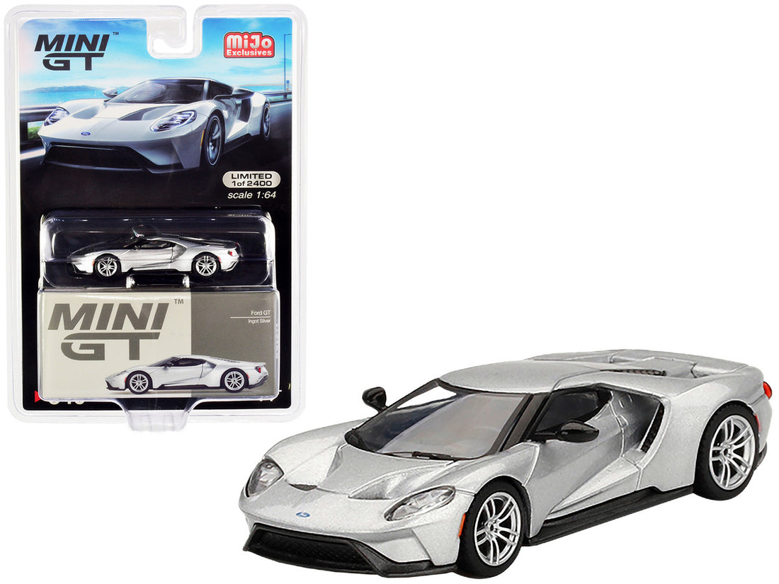 Ford GT Ingot Silver Metallic Limited Edition to 2400 pieces Worldwide 1/64 Diecast Model Car by Mini GT-0