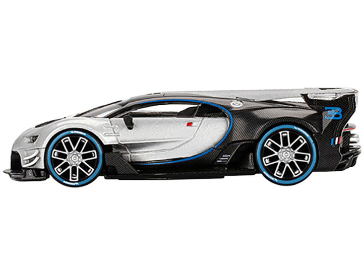 Bugatti Vision Gran Turismo Silver Metallic and Carbon Limited Edition to 9600 pieces Worldwide 1/64 Diecast Model Car by Mini GT-1