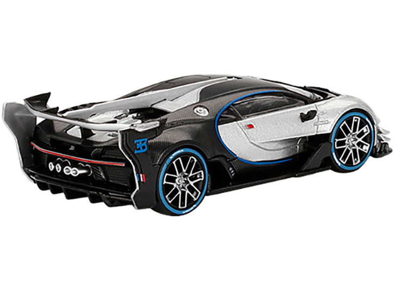 Bugatti Vision Gran Turismo Silver Metallic and Carbon Limited Edition to 9600 pieces Worldwide 1/64 Diecast Model Car by Mini GT-2