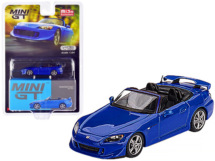 Honda S2000 (AP2) Type S Convertible RHD (Right Hand Drive) Apex Blue Limited Edition to 3000 pieces Worldwide 1/64 Diecast Model Car by Mini GT-0