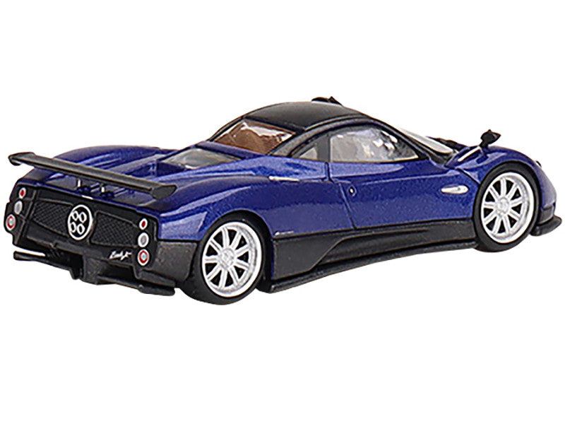 Pagani Zonda F Blu Argentina Blue Metallic with Black Top Limited Edition to 3000 pieces Worldwide 1/64 Diecast Model Car by Mini GT-2