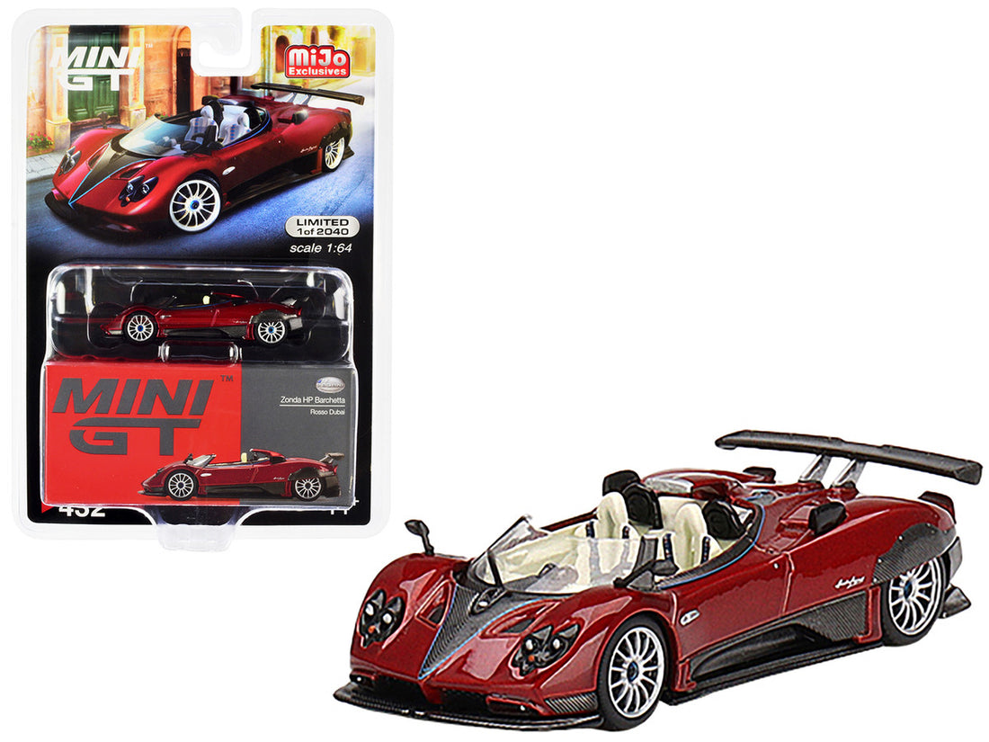 Pagani Zonda HP Barchetta Rosso Dubai Red Metallic Limited Edition to 2040 pieces Worldwide 1/64 Diecast Model Car by Mini GT-0