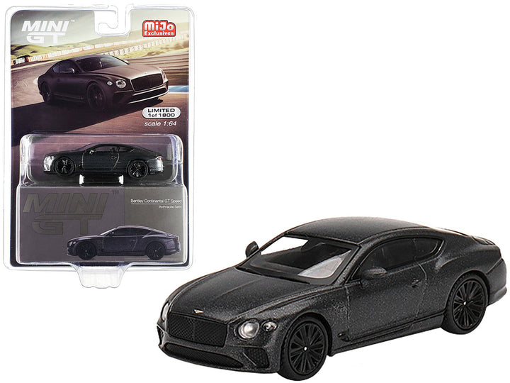 Bentley Continental GT Speed Anthracite Satin Gray Metallic Limited Edition to 1800 pieces Worldwide 1/64 Diecast Model Car by Mini GT-0