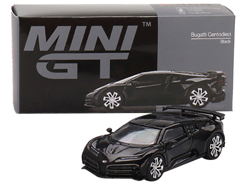 Bugatti Centodieci Black Limited Edition to 3600 pieces Worldwide 1/64 Diecast Model Car by Mini GT-3