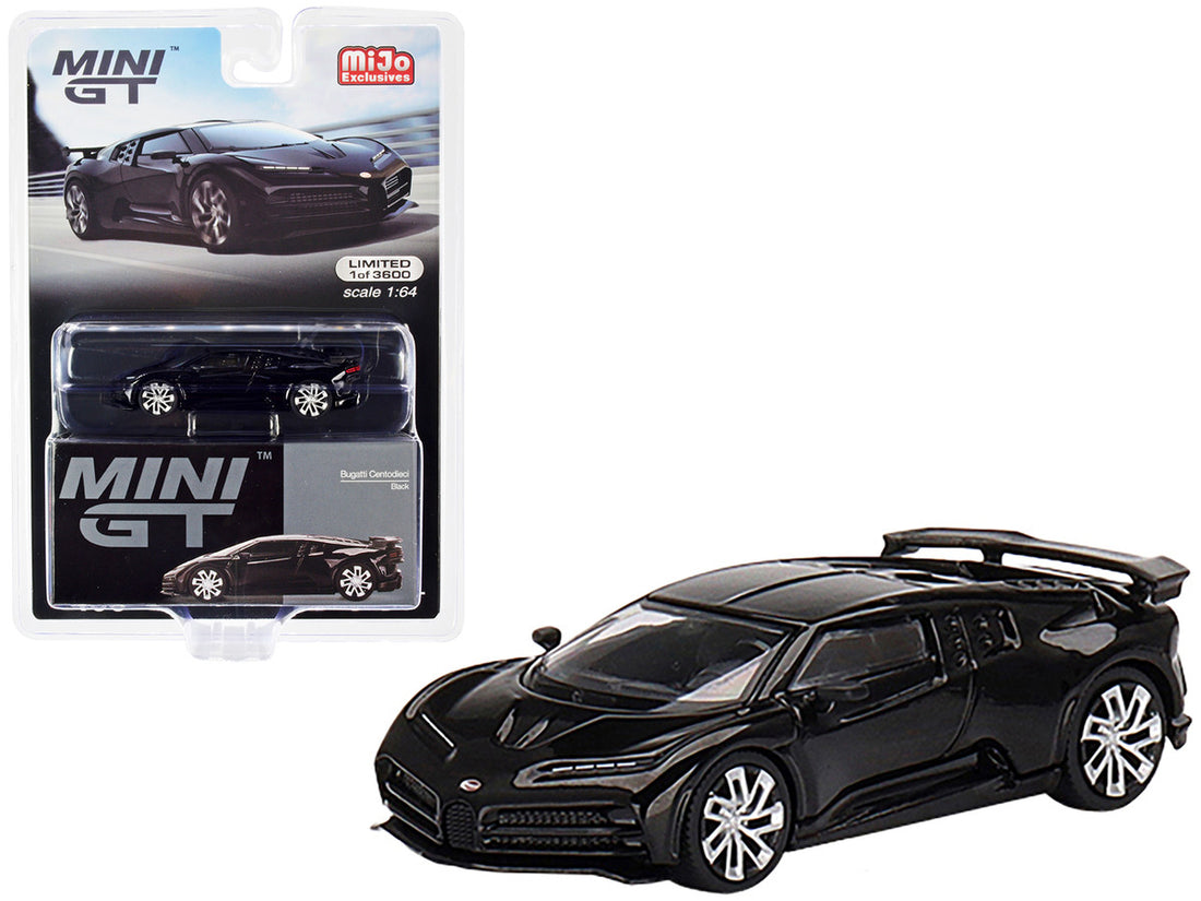 Bugatti Centodieci Black Limited Edition to 3600 pieces Worldwide 1/64 Diecast Model Car by Mini GT-0