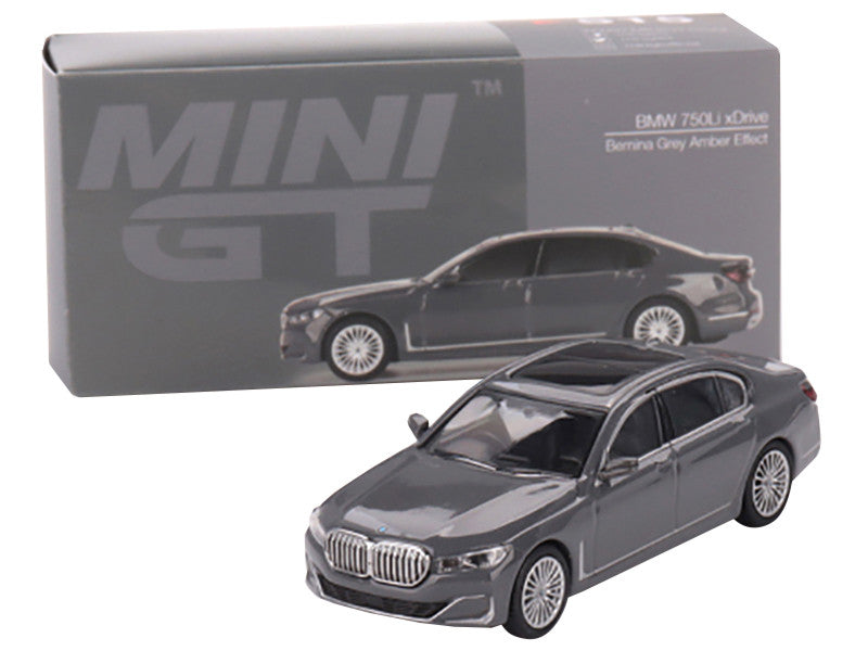 BMW 750Li xDrive Bernina Gray Amber Effect with Sunroof Limited Edition to 2400 pieces Worldwide 1/64 Diecast Model Car by Mini GT-3