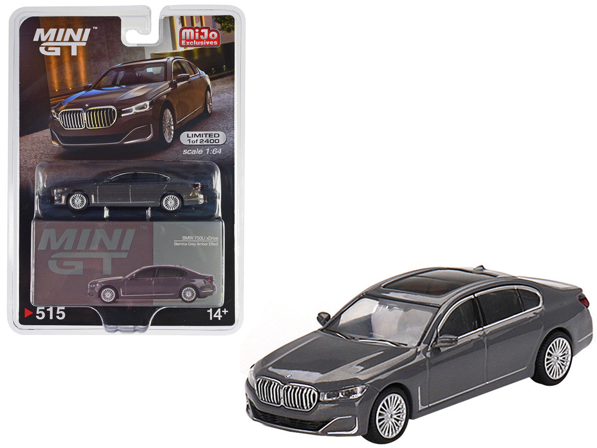 BMW 750Li xDrive Bernina Gray Amber Effect with Sunroof Limited Edition to 2400 pieces Worldwide 1/64 Diecast Model Car by Mini GT-0