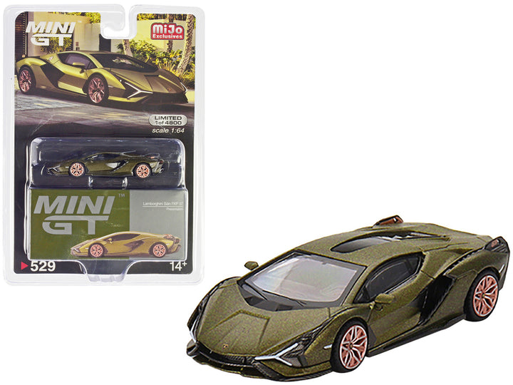 Lamborghini Sian FKP 37 "Presentation Edition" Matt Green Metallic Limited Edition to 4800 pieces Worldwide 1/64 Diecast Model Car by Mini GT-0