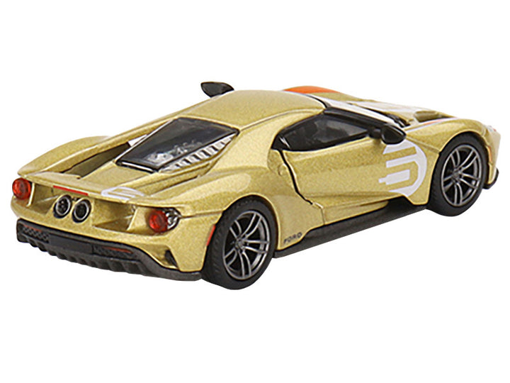 Ford GT #5 "Holman Moody Heritage Edition" Gold Metallic with Red Accents Limited Edition to 1800 pieces Worldwide 1/64 Diecast Model Car by Mini GT-1