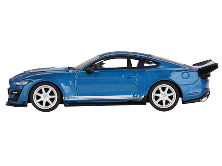 Shelby GT500 Dragon Snake Concept Ford Performance Blue Metallic with White Stripes Limited Edition to 4200 pieces Worldwide 1/64 Diecast Model Car by Mini GT-1