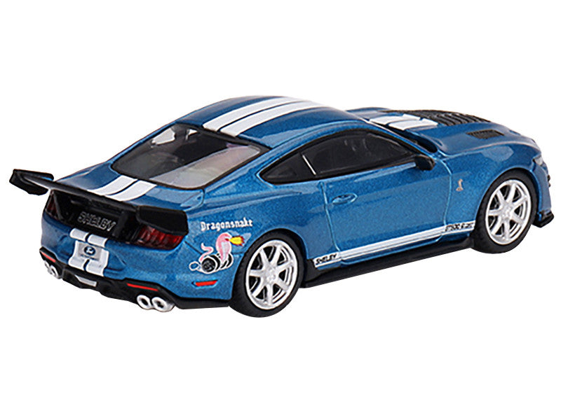 Shelby GT500 Dragon Snake Concept Ford Performance Blue Metallic with White Stripes Limited Edition to 4200 pieces Worldwide 1/64 Diecast Model Car by Mini GT-2